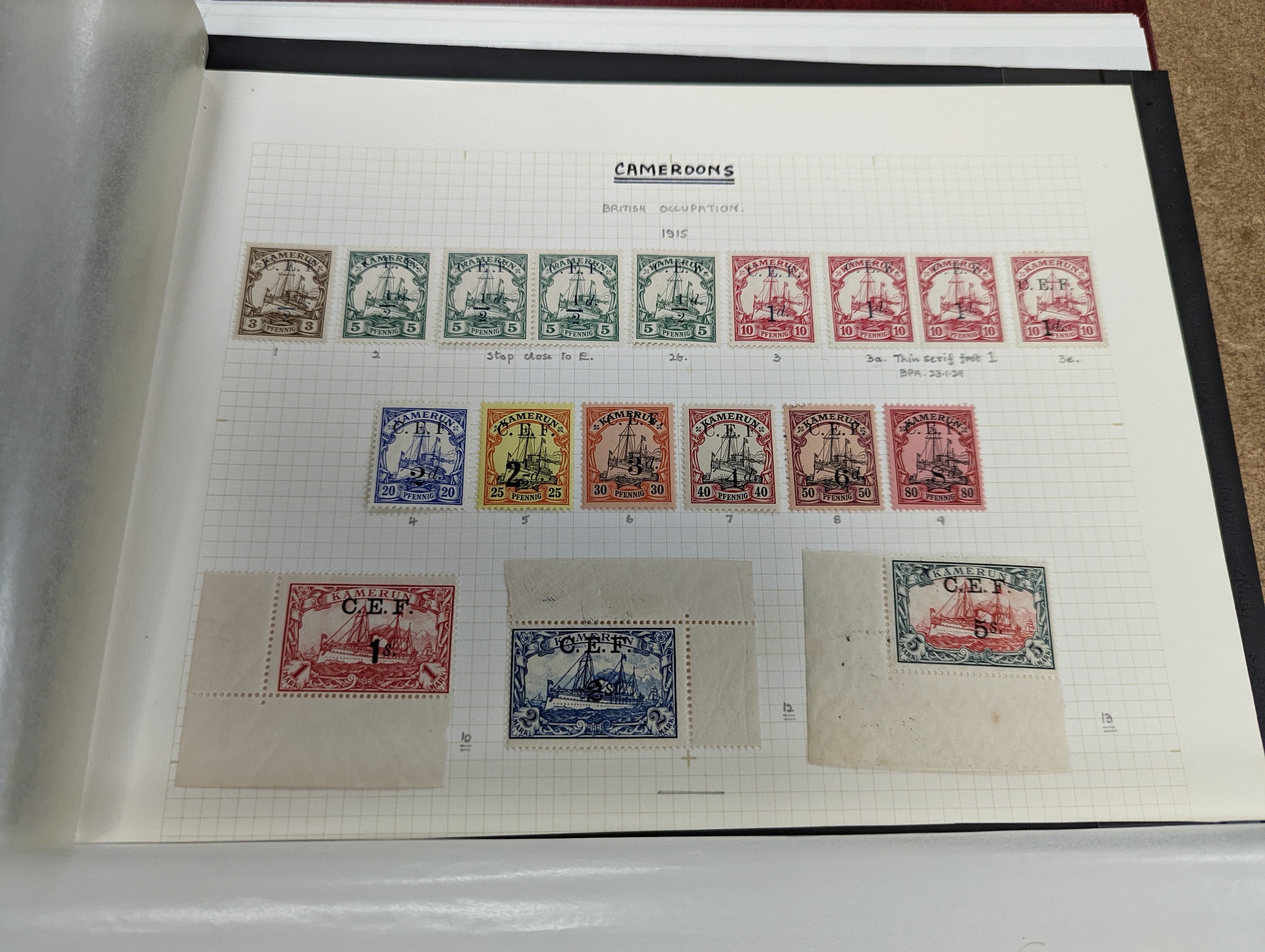 British Commonwealth stamps in stock book with Ascension 1922 set overprinted specimen, 1924 set mint, Bahamas, Barbados Britannia Heads, Cyprus 1928 anniversary set- £1 mint, Falkland 1s. 1878 1d claret mint (and certif